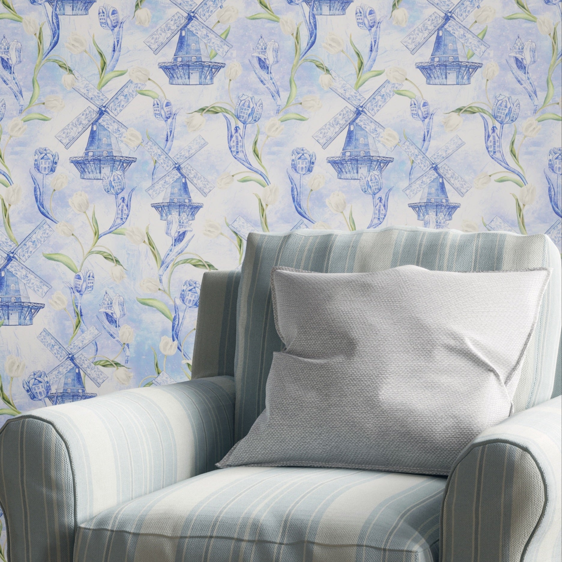 Delft Flourish Wallpaper image 6