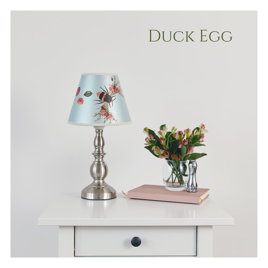 Bee Bloom Petite Handcrafted Lampshade - Duck Egg image