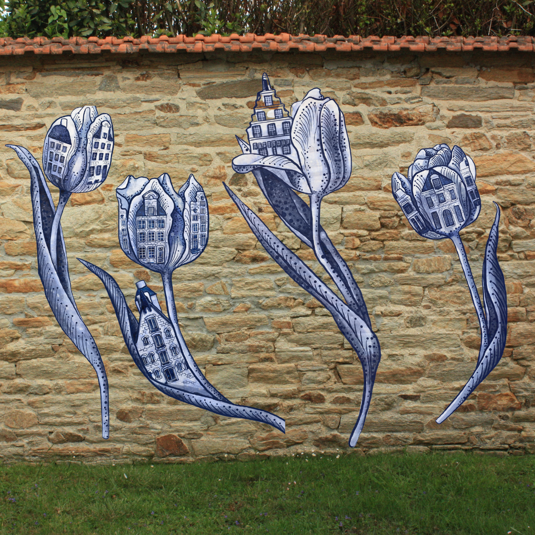 NEW - Delft Flourish Tulip Outdoor Prints image 0