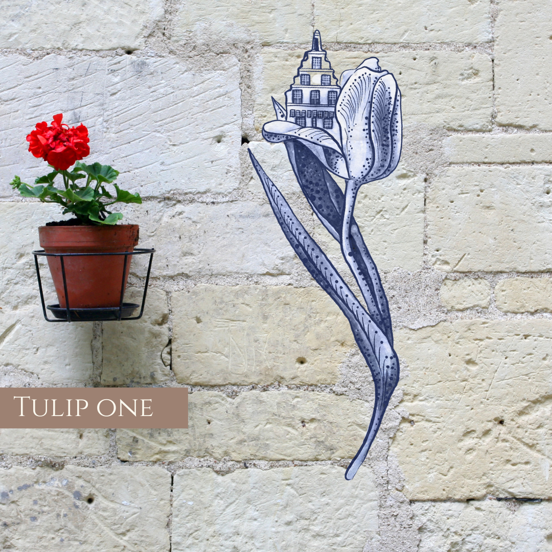 NEW - Delft Flourish Tulip Outdoor Prints - Tulip One - Medium - 900mm x 365mm - £42 image