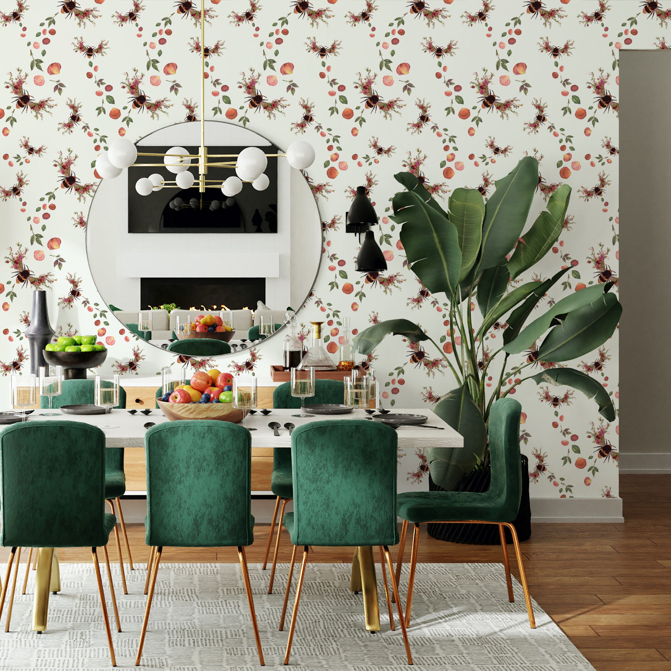 Bee Bloom Wallpaper - Choose a colour - Pearl White image
