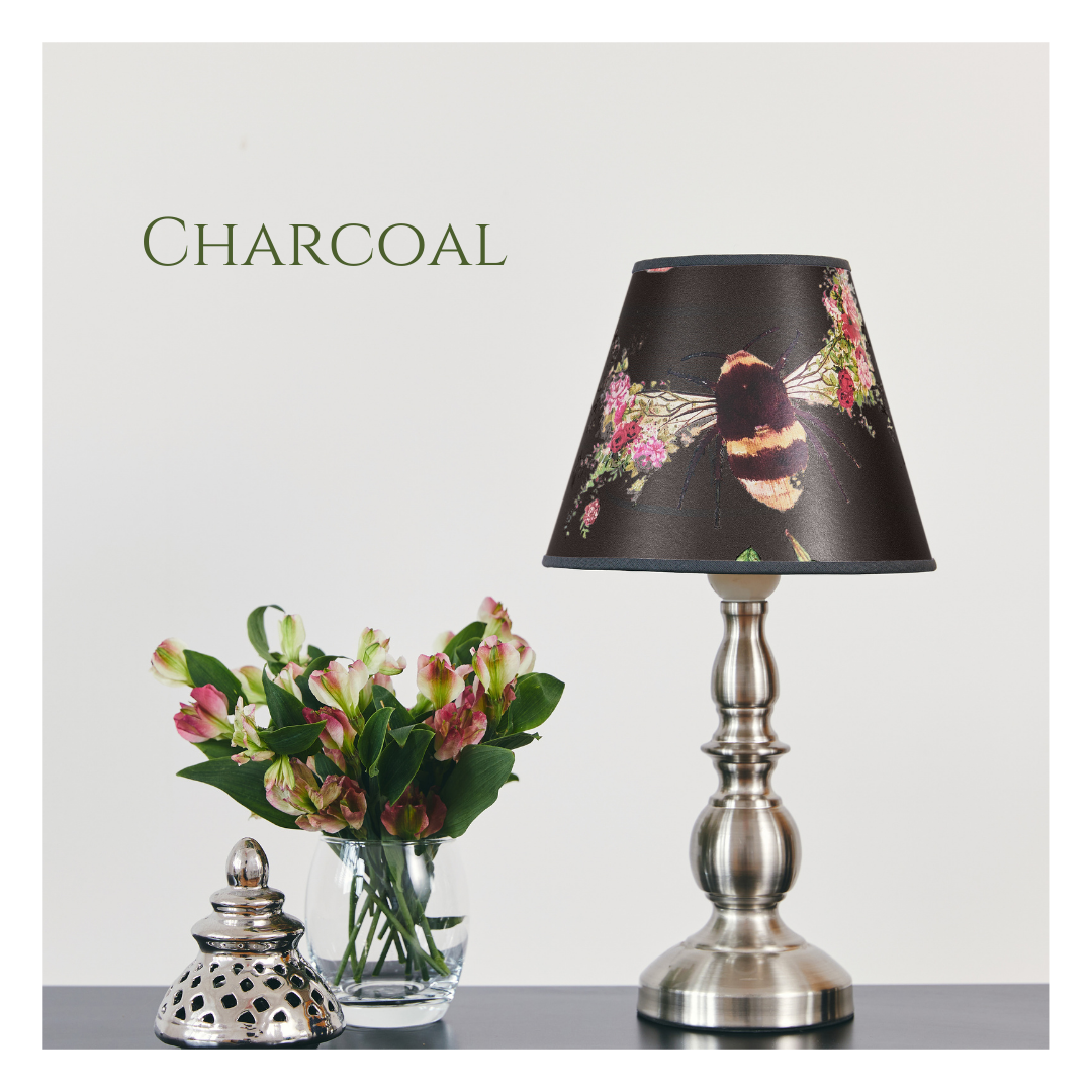 Bee Bloom Petite Handcrafted Lampshade - Charcoal image