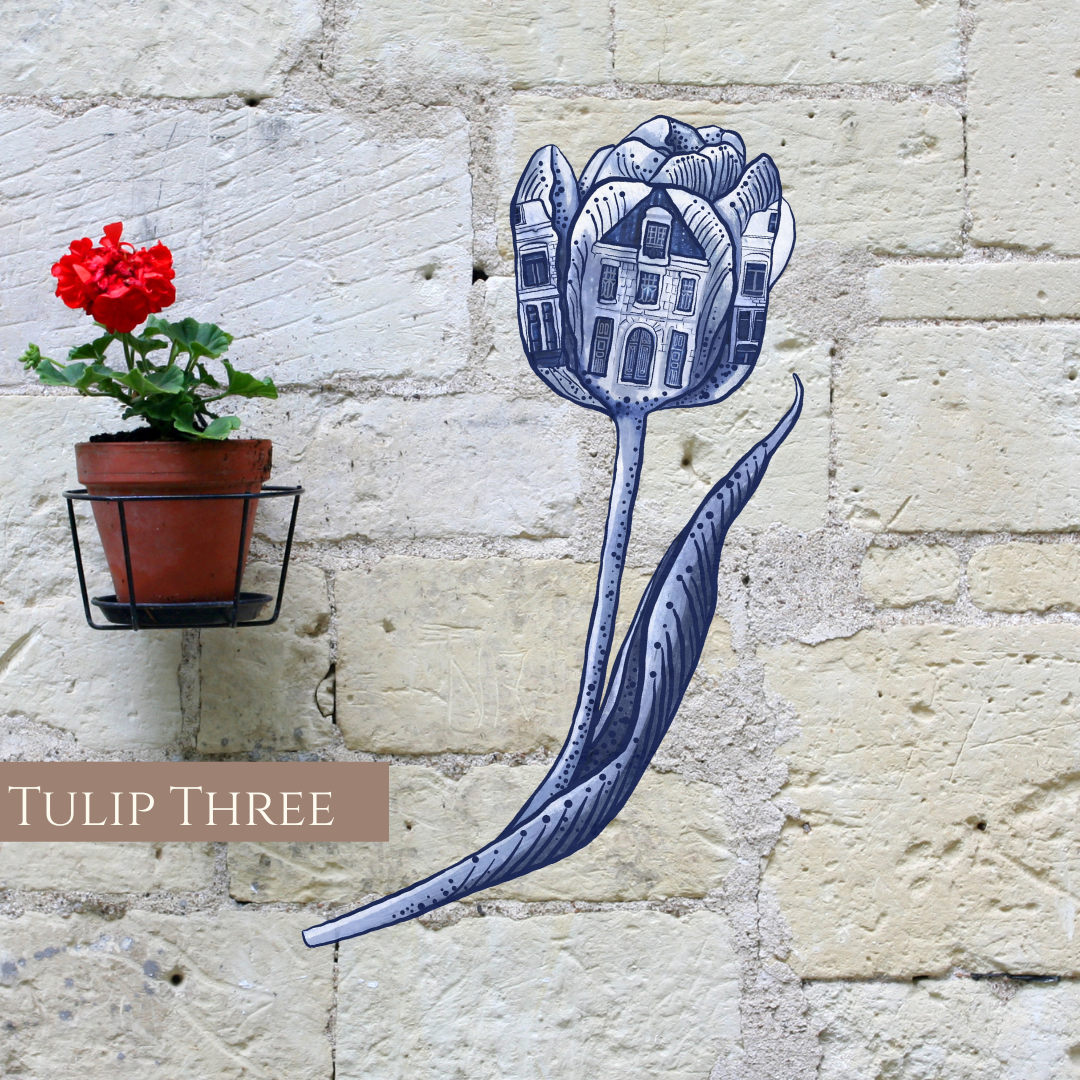 NEW - Delft Flourish Tulip Outdoor Prints - Tulip Three - Large - 1200mm x 390mm - £117 image