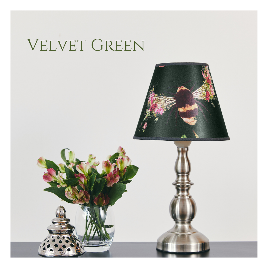 Bee Bloom Petite Handcrafted Lampshade - Velvet Green image